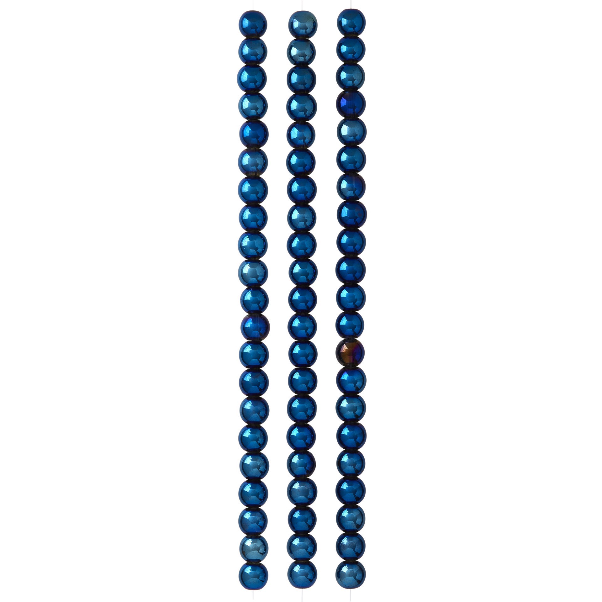 slide 3 of 3, Iris Blue Round Glass Beads, 8mm By Bead Landing, 8mm
