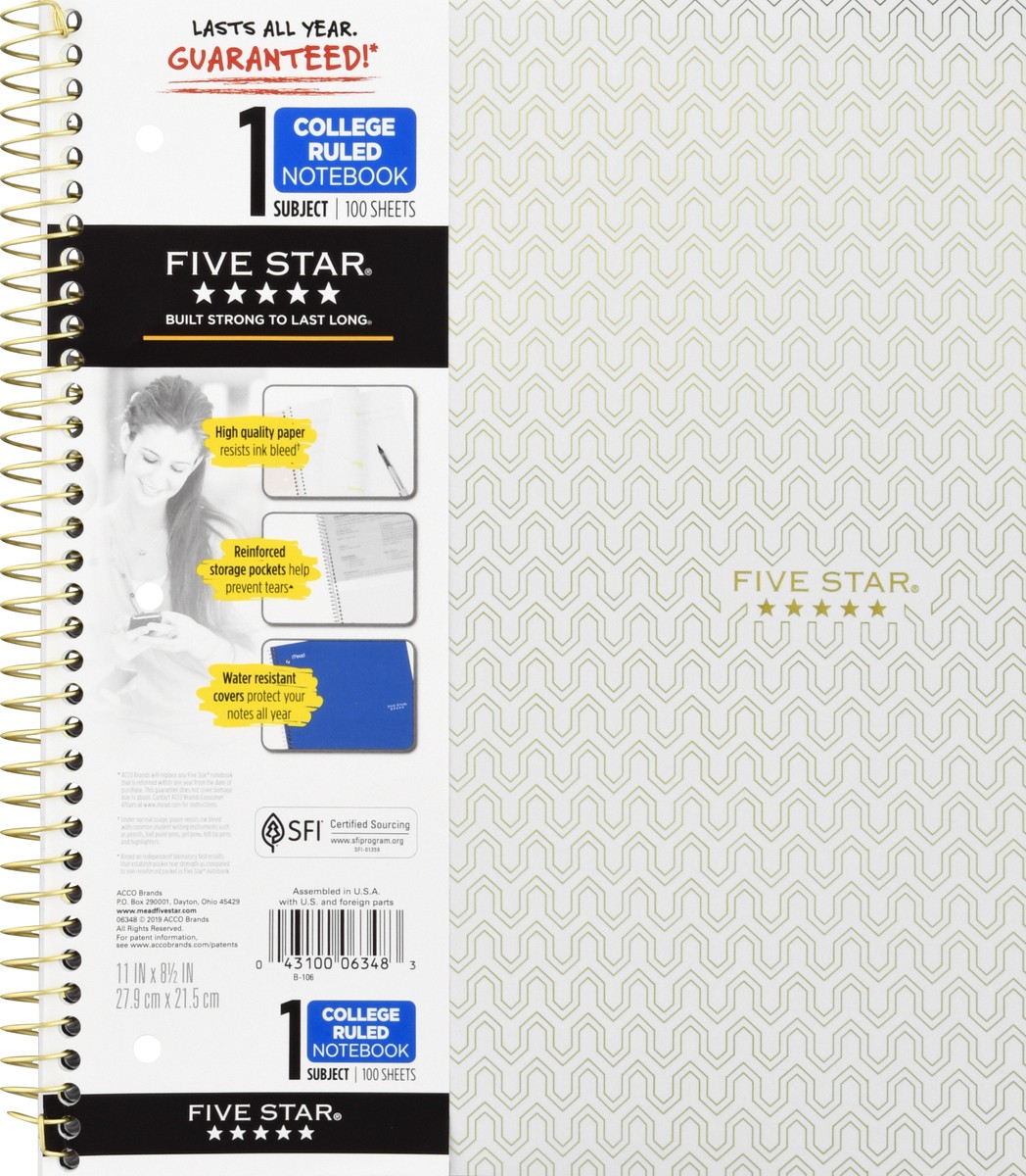 slide 2 of 9, Five Star College Ruled 1 Subject 100 Sheets Notebook 1 ea, 1 ct