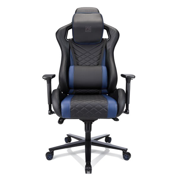 slide 2 of 10, Realspace Rs Gaming Davanti Faux Leather High-Back Gaming Chair, Black/Blue, 1 ct