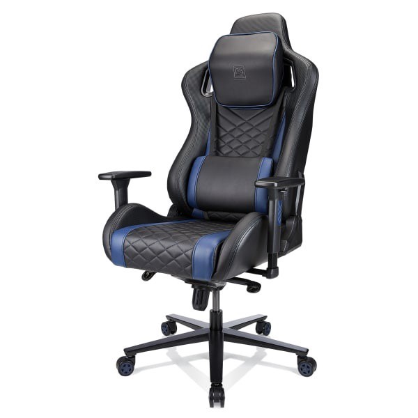 slide 3 of 10, Realspace Rs Gaming Davanti Faux Leather High-Back Gaming Chair, Black/Blue, 1 ct
