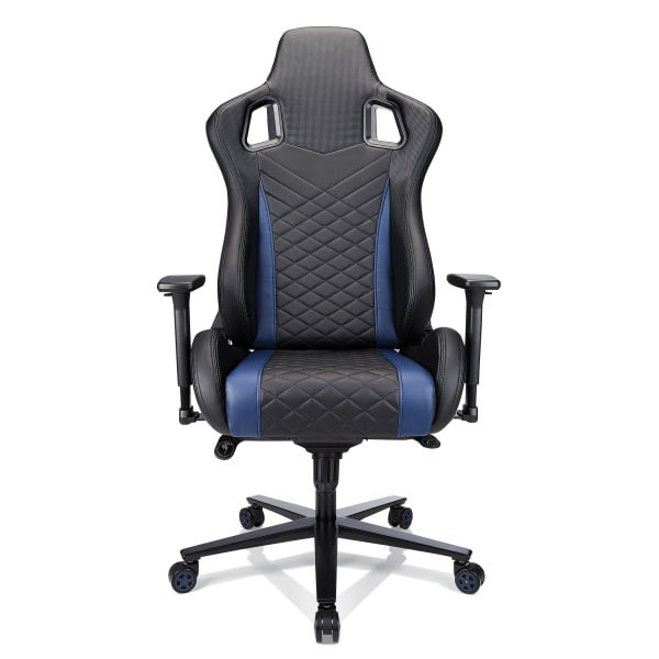 slide 9 of 10, Realspace Rs Gaming Davanti Faux Leather High-Back Gaming Chair, Black/Blue, 1 ct