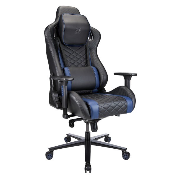 slide 1 of 10, Realspace Rs Gaming Davanti Faux Leather High-Back Gaming Chair, Black/Blue, 1 ct