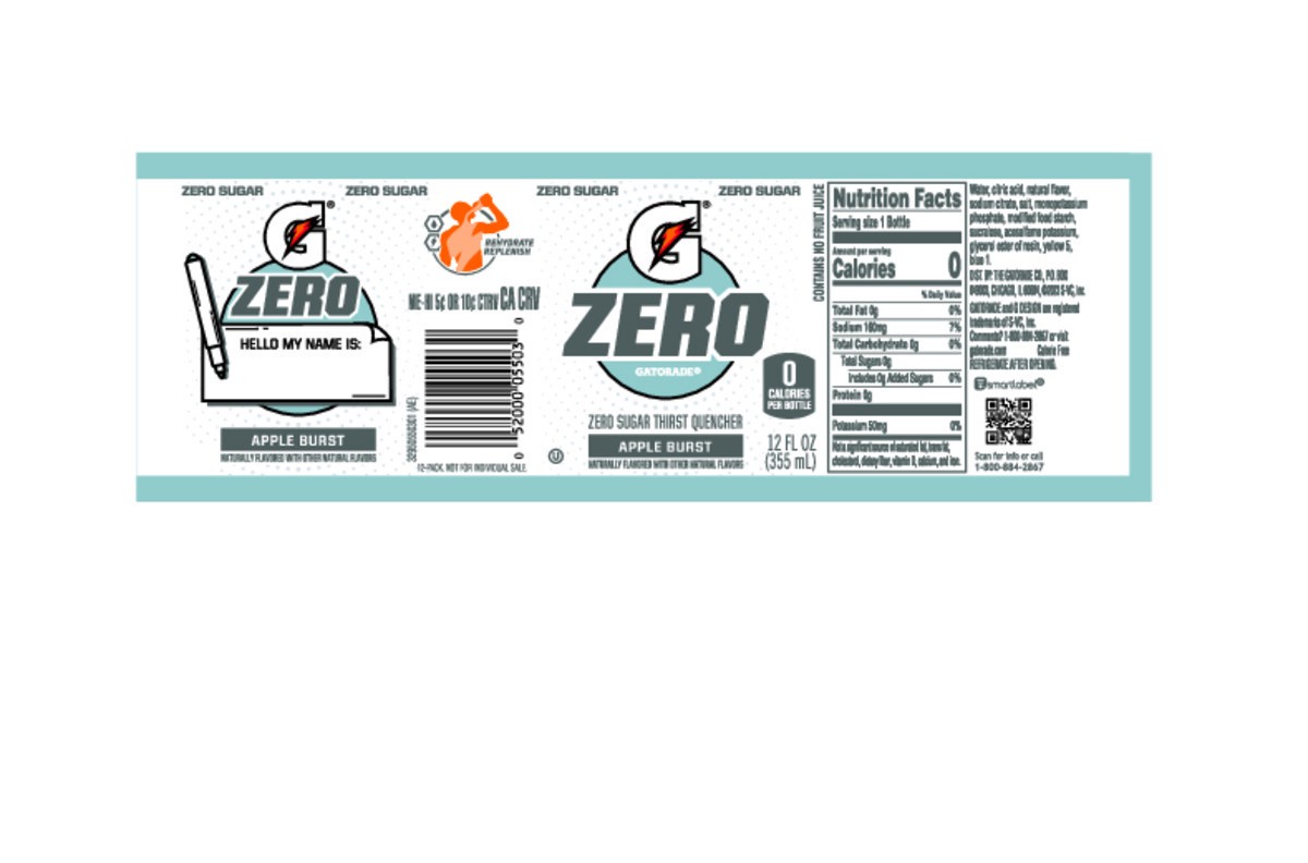 slide 8 of 9, Gatorade Zero Thirst Quencher Apple Burst 12 Fl Oz, 12 Ct, 12 ct; 12 oz