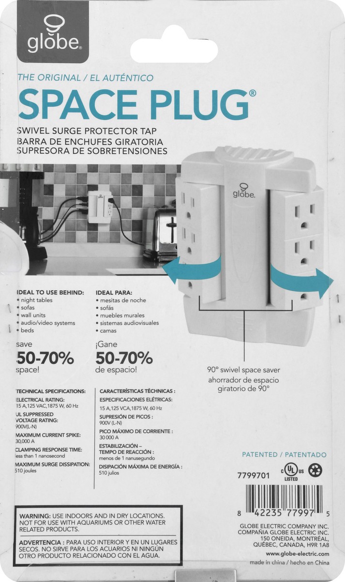 slide 3 of 10, Globe Space Plug The Original Grounded Outlets 1 ea, 1 ea
