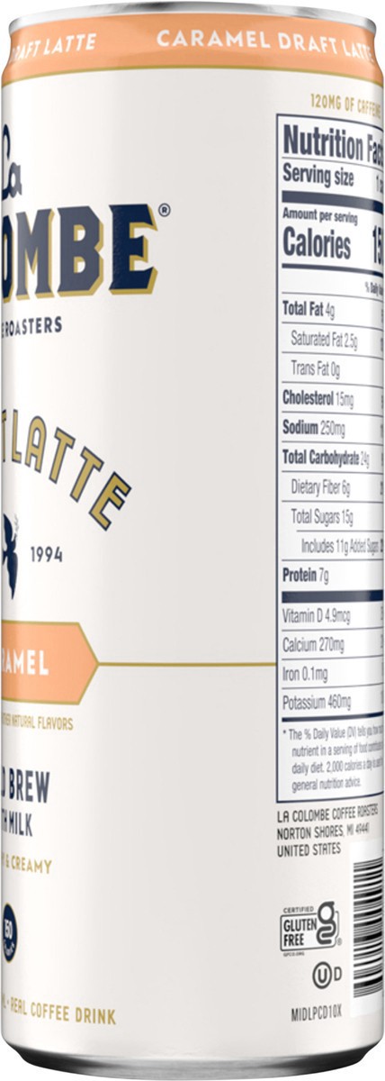 slide 4 of 12, La Colombe Coffee Roasters La Colombe Coffee, Caramel Draft Latte, 11 fl oz Cans, 11 fl oz