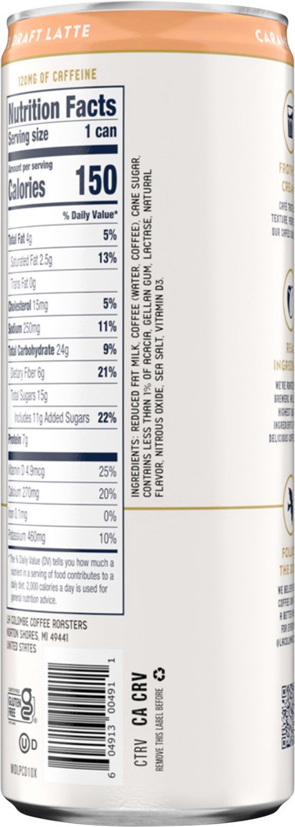 slide 8 of 12, La Colombe Coffee Roasters La Colombe Coffee, Caramel Draft Latte, 11 fl oz Cans, 11 fl oz