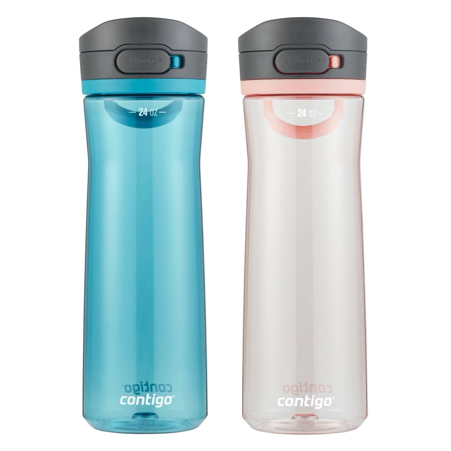 slide 1 of 1, Contigo 24oz Ashland Tritan Plastic Water Bottle 2pk Lemonade & Juniper, 2 ct