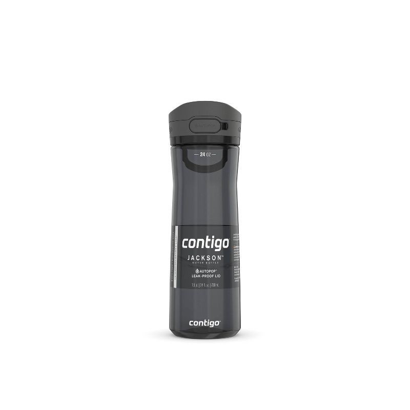slide 2 of 6, Contigo Jackson 2.0 24oz AutoPop Tritan Plastic Water Bottle Licorice: Reusable Kids Drinkware, Dishwasher-Safe, 24 oz