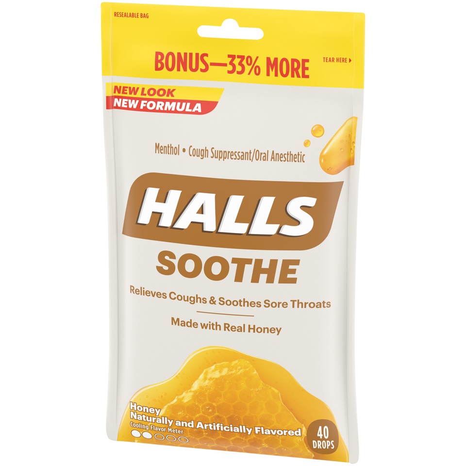 slide 4 of 6, Halls Honey Cough Drops Bonus Size, 40 ct