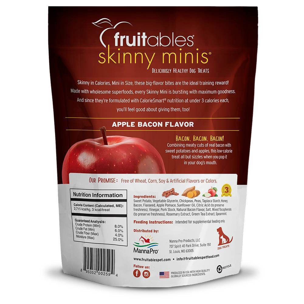 slide 3 of 3, Fruitables Skinny Minis Apple Bacon Flavor Healthy Low Calorie Dog Treats - 12oz, 12 oz