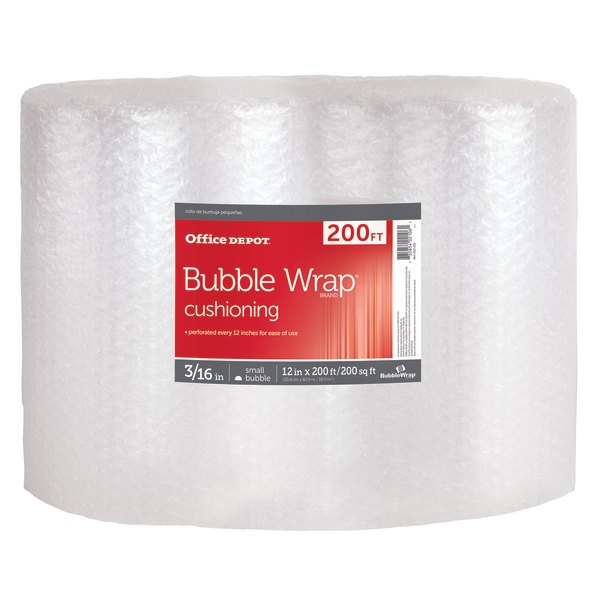 slide 1 of 3, Office Depot Brand Small Bubble Wrap, 3/16&Rdquo; Thick, Clear, 12&Rdquo; X 200', 1 ct
