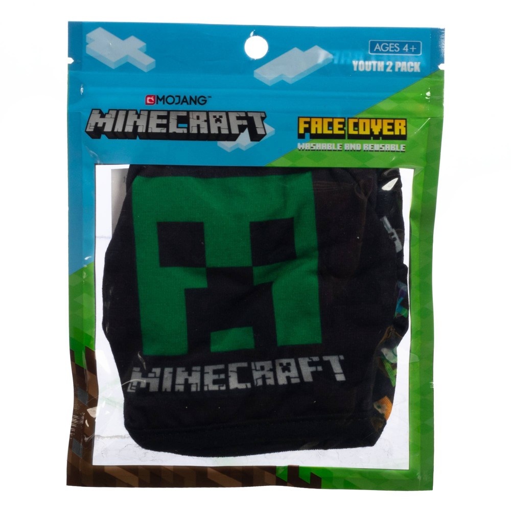 slide 2 of 5, Minecraft Boys' Face Covering, 2 ct