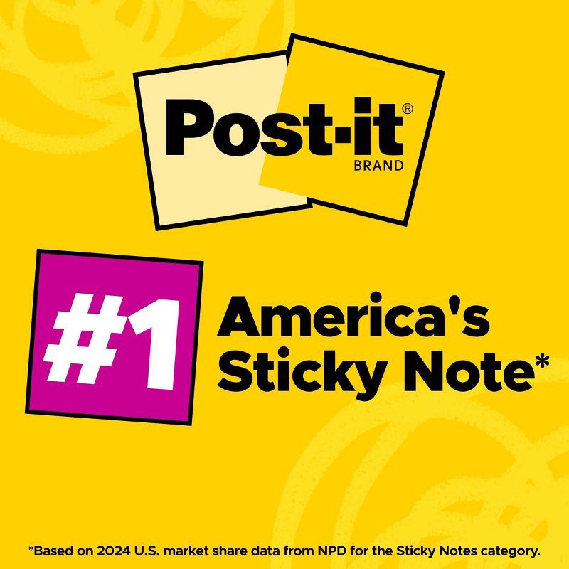 slide 5 of 25, Post-it® Super Sticky Notes, 3 in. x 3 in., Energy Boost Collection, 12 Pads/Pack: Multicolored, 90 Sheets, Art Design, 1 ct