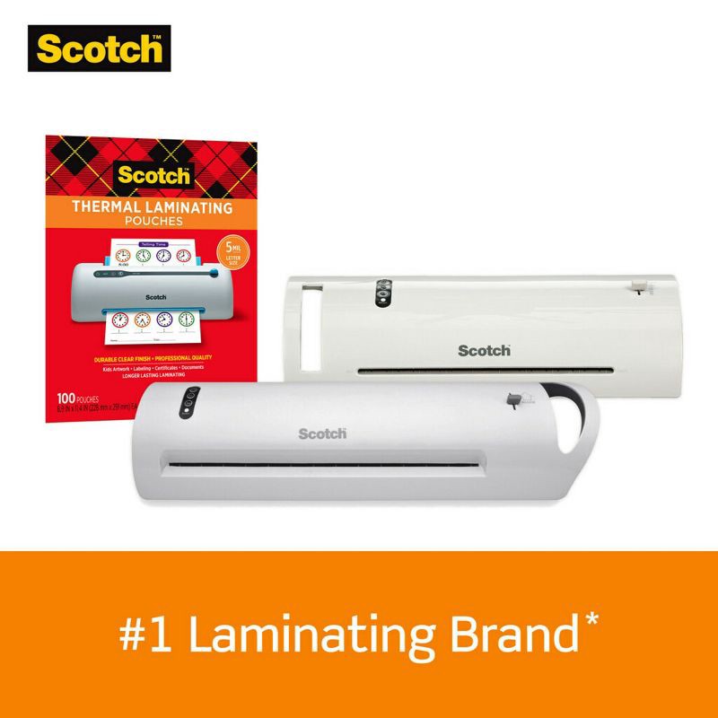 slide 2 of 13, Scotch 150ct Thermal Pouches Letter Size 3mm: Laminating Film Supplies for Laminator, 11.5" x 9" Sheets, 150 ct