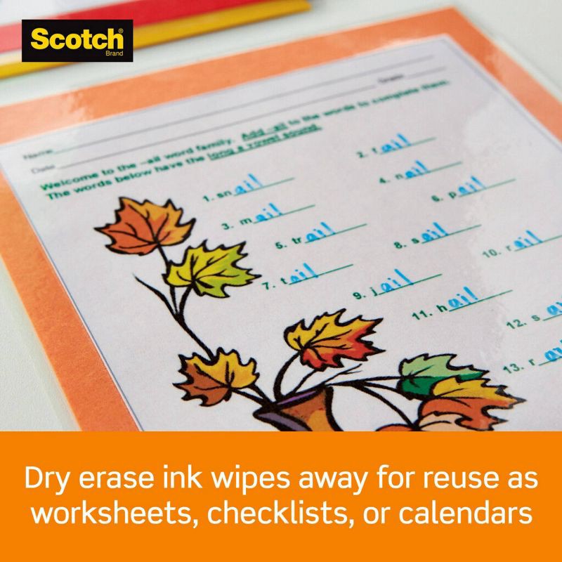 slide 3 of 12, Scotch 20ct Dry Erase Thermal Laminating Sheets: Laminating Supplies for Cardstock & Pouches, 11.5" x 9", 20 ct