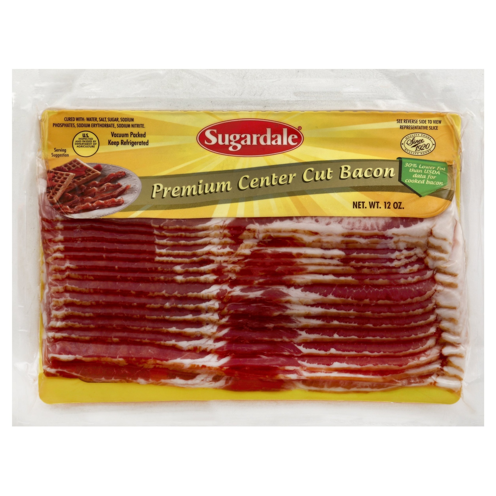 slide 1 of 1, Sugardale Premium Center Cut Bacon, 12 oz