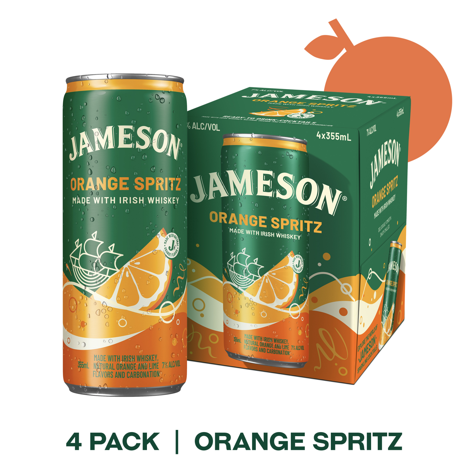 slide 1 of 8, Jameson Orange Spritz Cocktail 4 - 355 ml Cans, 4 ct; 355 ml