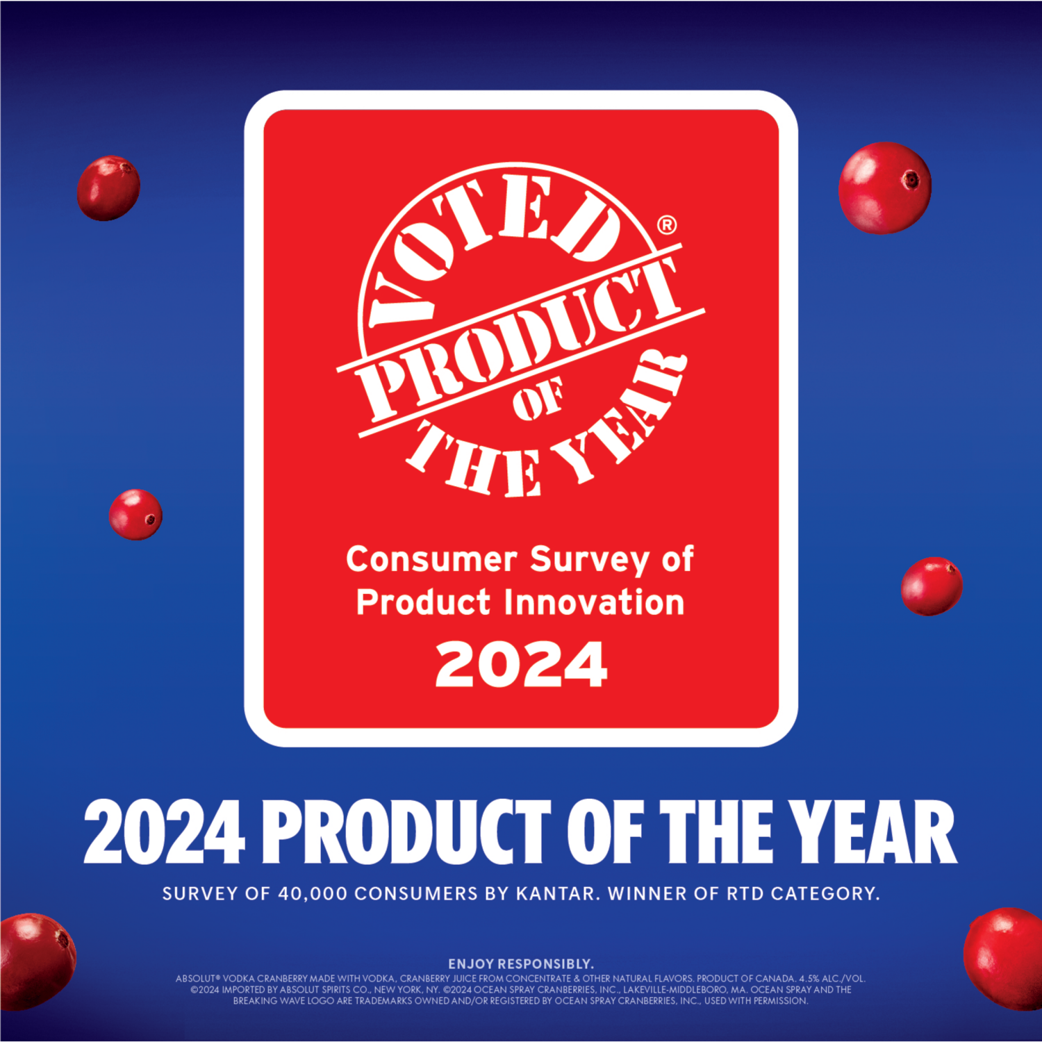 slide 3 of 5, Absolut Sparkling Cranberry Vodka 8 - 355 ml Cans, 8 ct, 355 ml