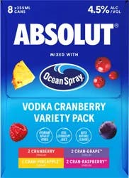 Absolut Sparkling Cranberry Vodka 8 - 355 ml Cans