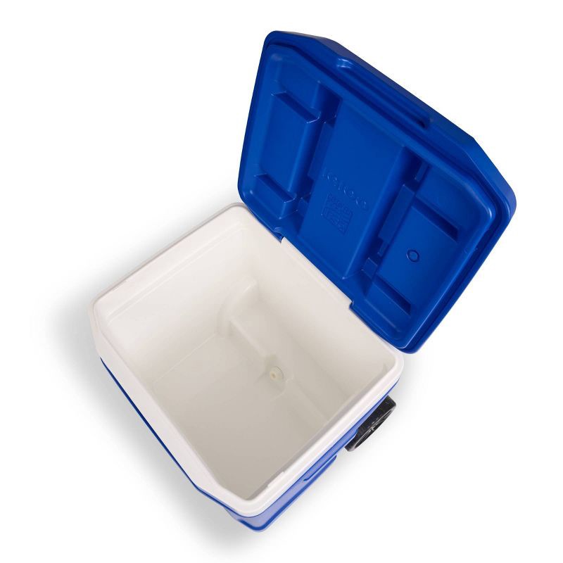 slide 13 of 14, Igloo Latitude 60qt Rolling Cooler - Blue: Wheels, Retractable Handle, One-Hand Opening, 60 qt