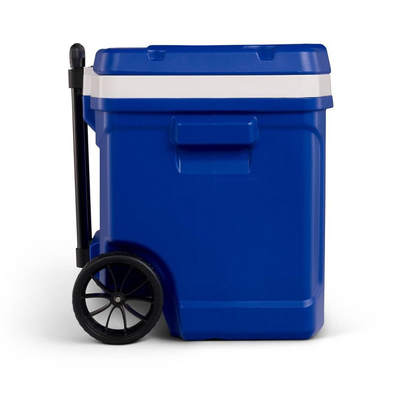 slide 8 of 14, Igloo Latitude 60qt Rolling Cooler - Blue: Wheels, Retractable Handle, One-Hand Opening, 60 qt
