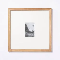 Threshold designed w/Studio McGee 16.25"x16.25" Matted to 4"x6" Gallery Frame Natural Wood - Threshold™ designed with Studio McGee: Beveled Acid-Free Mat