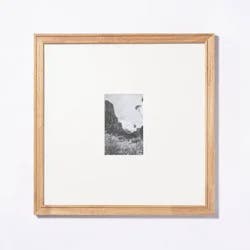 Threshold designed w/Studio McGee 16.25"x16.25" Matted to 4"x6" Gallery Frame Natural Wood - Threshold™ designed with Studio McGee: Beveled Acid-Free Mat