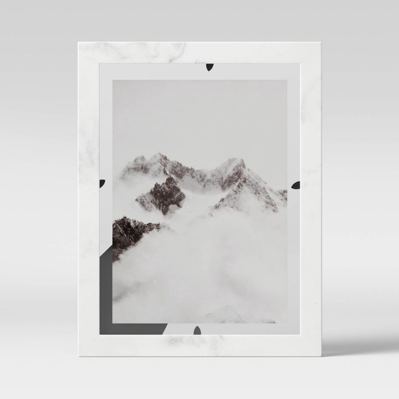 slide 3 of 4, 6" x 8" Faux Marble Table Frame Gray - Threshold™: Polyresin, Modern Decor, Glass Front, 1 ct