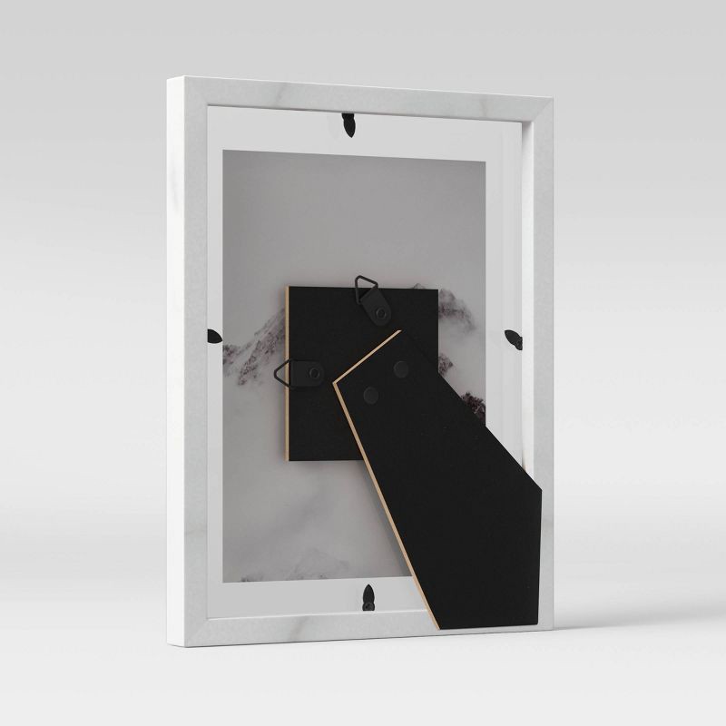 slide 4 of 4, 6" x 8" Faux Marble Table Frame Gray - Threshold™: Polyresin, Modern Decor, Glass Front, 1 ct