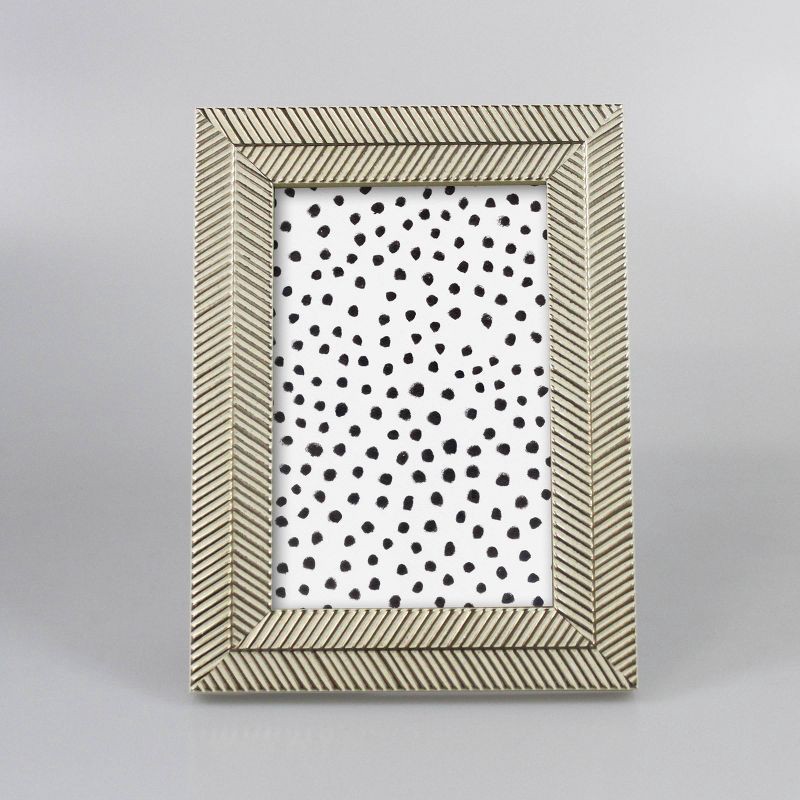 slide 1 of 5, 4" x 6" Organic Herringbone Tabletop Frame Gold/White - Threshold™: Modern Style, Easel Back, Glass, 1 ct