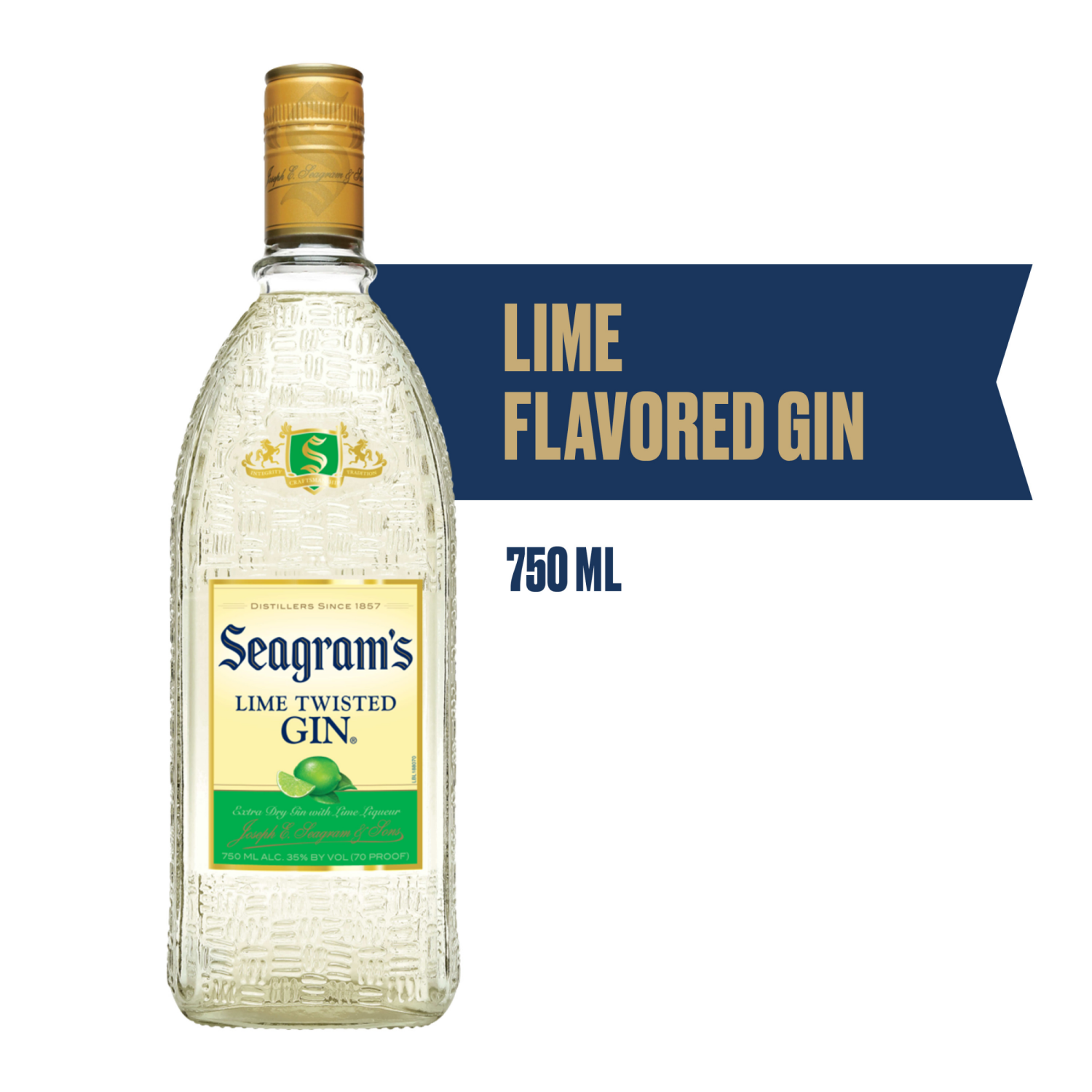 slide 1 of 5, Seagram's Seagrams Twisted Lime Flavored Gin 750mL Bottle, 750 ml