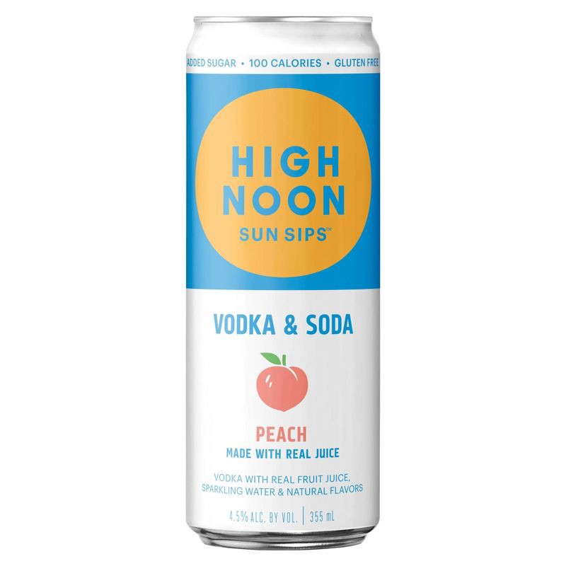 slide 2 of 9, High Noon Sun Sips Peach Vodka Hard Seltzer - 4pk/355ml Cans, 4 ct; 355 ml