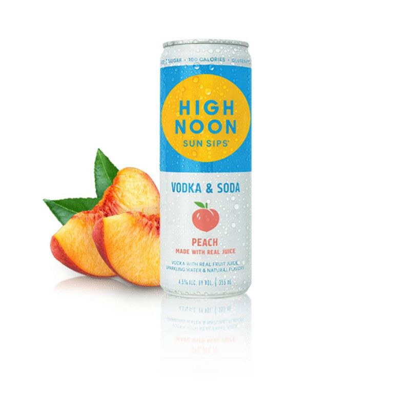 slide 3 of 9, High Noon Sun Sips Peach Vodka Hard Seltzer - 4pk/355ml Cans, 4 ct; 355 ml