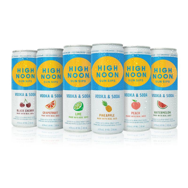 slide 4 of 9, High Noon Sun Sips Peach Vodka Hard Seltzer - 4pk/355ml Cans, 4 ct; 355 ml