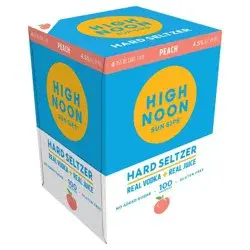 High Noon Sun Sips Peach Vodka Hard Seltzer - 4pk/355ml Cans