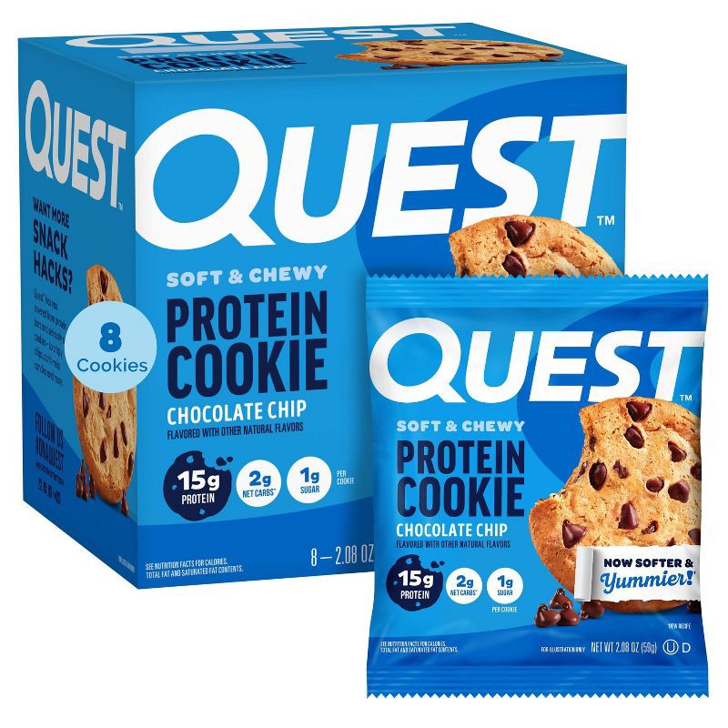 slide 1 of 8, Quest Nutrition 15g Protein Cookie - Chocolate Chip Cookie - 8ct, 15 gram, 8 ct