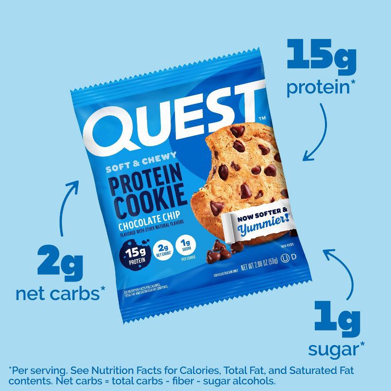 slide 7 of 8, Quest Nutrition 15g Protein Cookie - Chocolate Chip Cookie - 8ct, 15 gram, 8 ct