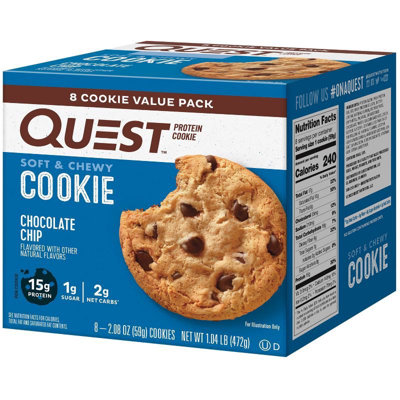 slide 1 of 3, Quest Nutrition 15g Protein Cookie - Chocolate Chip Cookie - 8ct, 15 gram, 8 ct