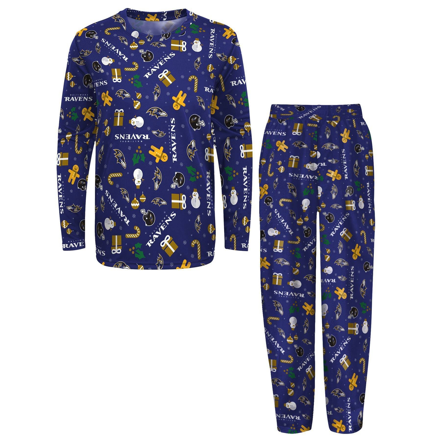 slide 1 of 3, NFL Baltimore Ravens Boys' End Zone Crew Neck Pajama Set - XL, 1 ct