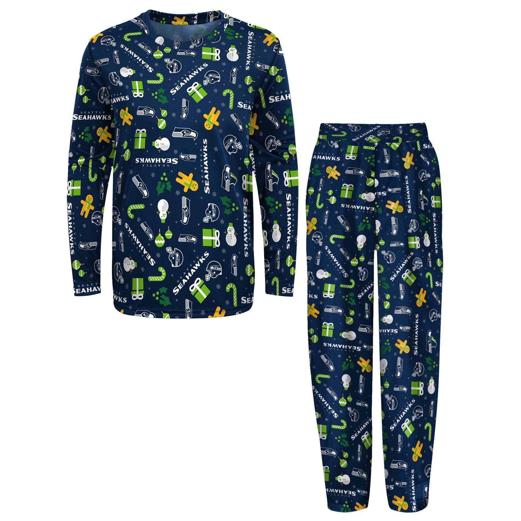 slide 1 of 3, NFL Seattle Seahawks Boys' End Zone Crew Neck Pajama Set - XL, 1 ct