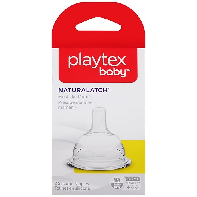 slide 1 of 1, Playtex Naturalatch Slow Flow Silicone Nipples, 0-3m+, 2 ct