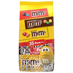 M&M's Milk Chocolate, Peanut & Peanut Butter Fun Size Halloween Candy Variety Pack, 35 ct Bag