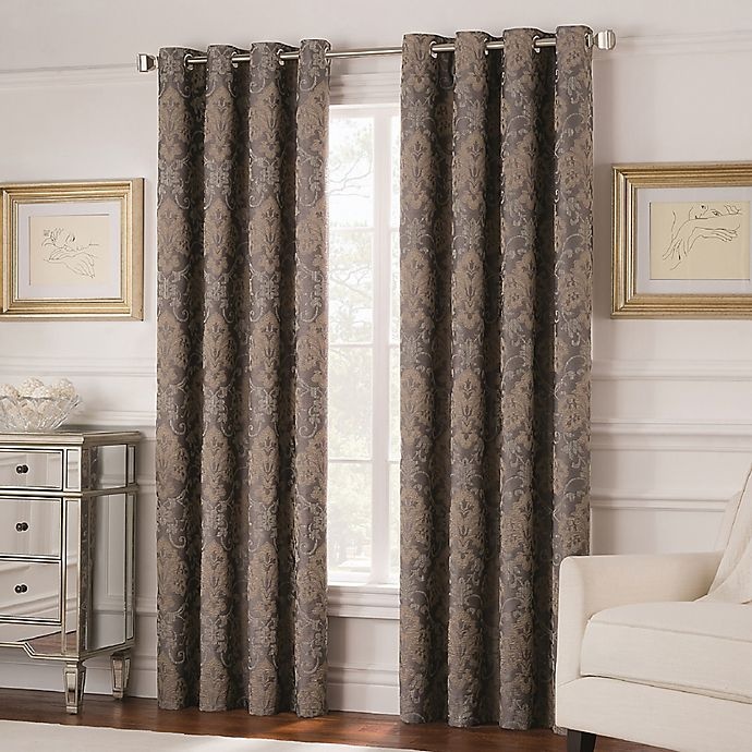 slide 1 of 1, Valeron Belvedere Grommet Top Room-Darkening Window Curtain Panel - Grey, 84 in