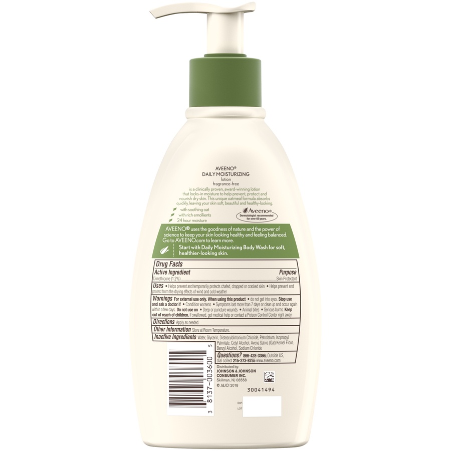slide 2 of 6, Aveeno Daily Moisturizing Lotion For Dry Skin with Soothing Oats and Rich Emollients, Fragrance Free - 12 fl oz, 12 fl oz