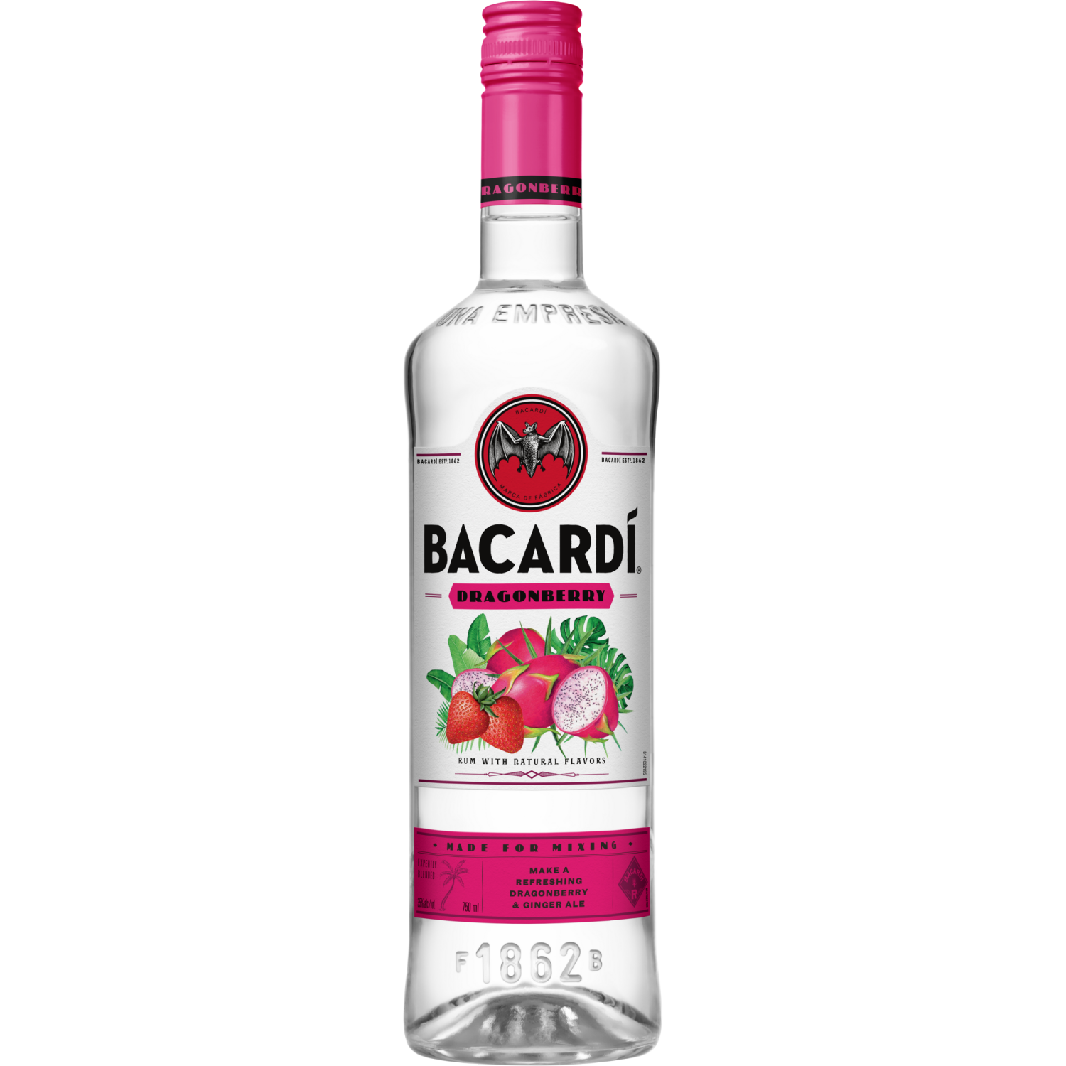 slide 4 of 5, Bacardi Bacardí Bacardi Dragonberry Rum, Gluten Free 35% 75Cl/750Ml, 750 ml