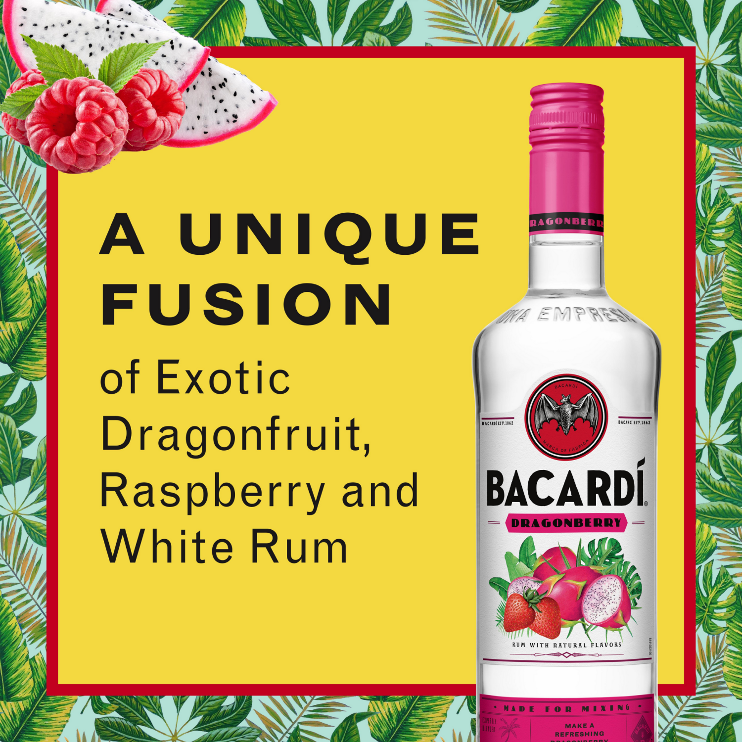 slide 5 of 5, Bacardi Bacardí Bacardi Dragonberry Rum, Gluten Free 35% 75Cl/750Ml, 750 ml
