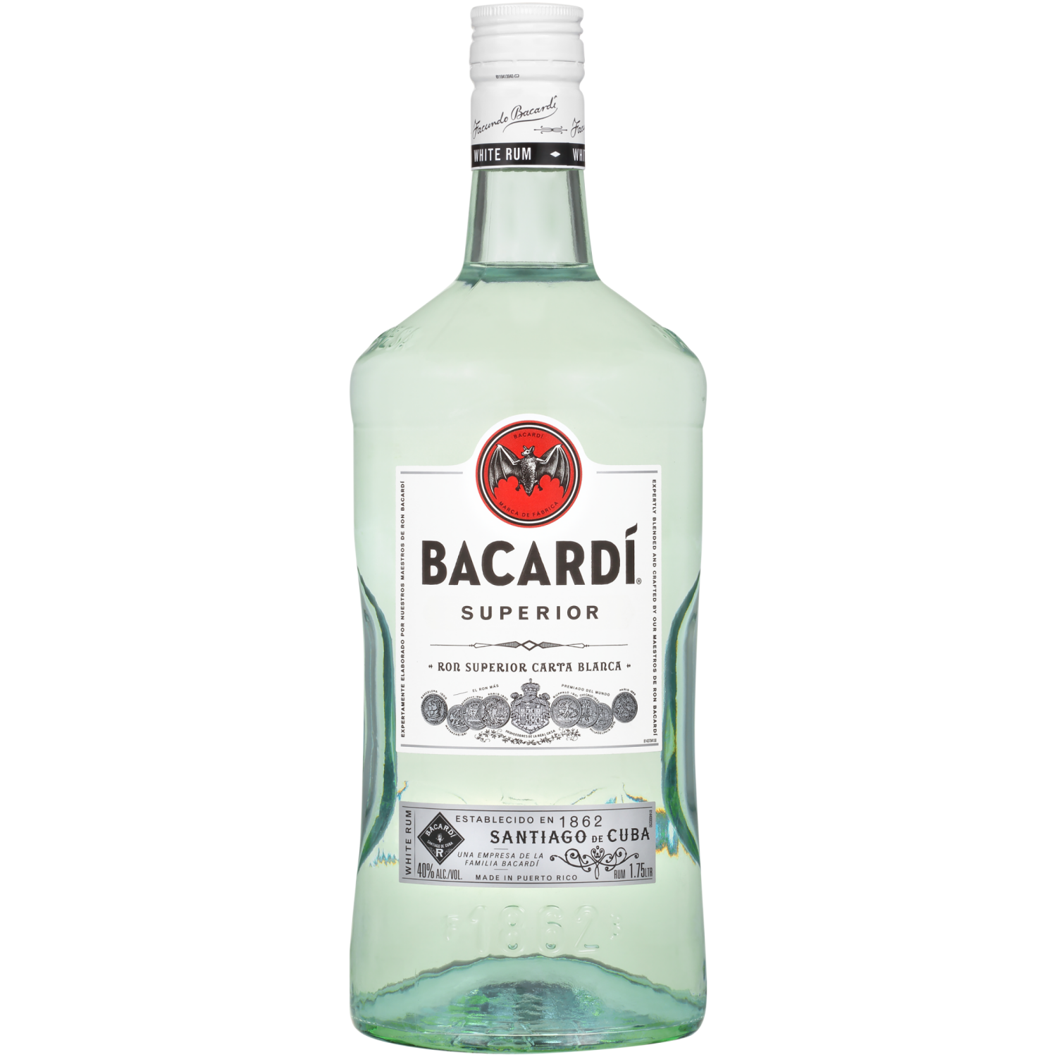 slide 4 of 5, Bacardi Bacardí Bacardi Superior White Rum, Gluten Free 40% 175Cl/1.75L, 1.75 liter