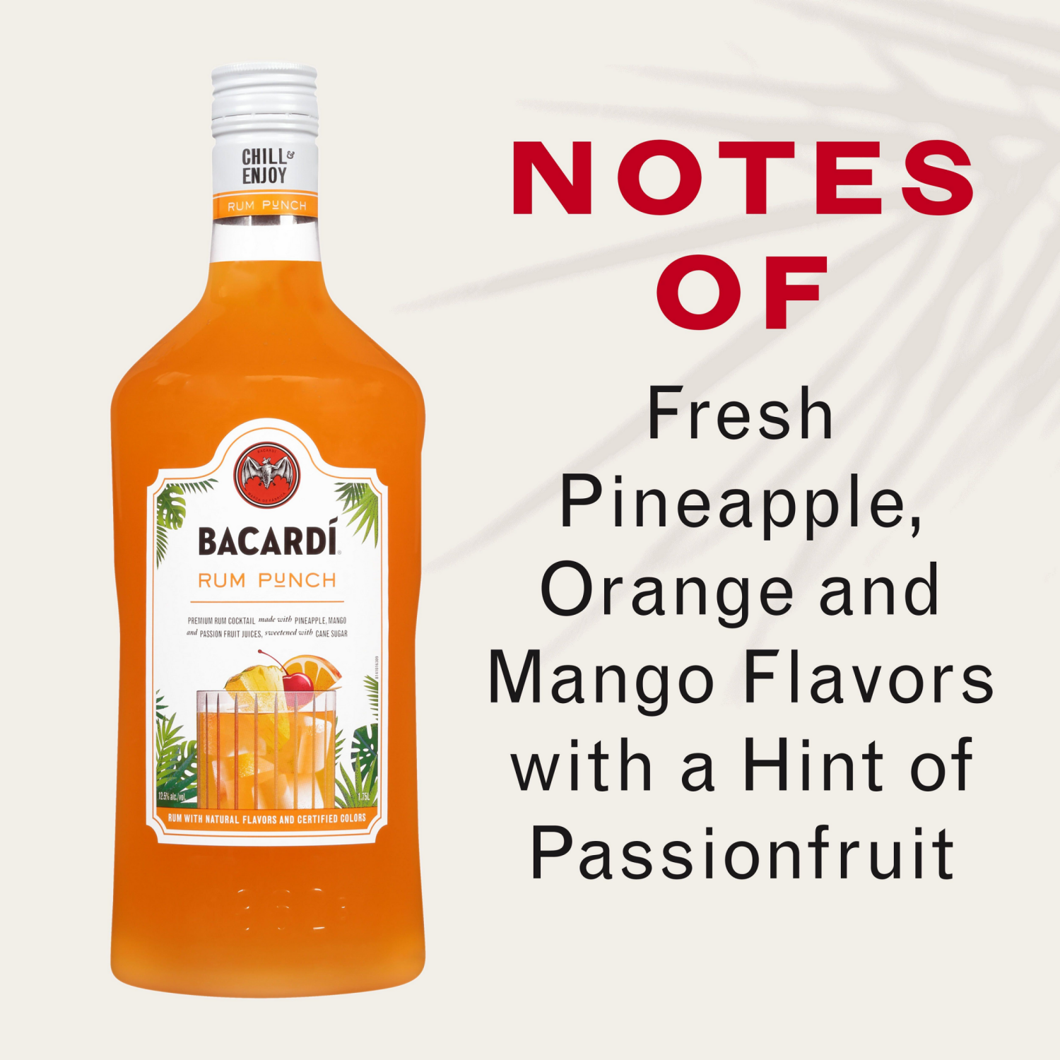 slide 5 of 5, Bacardí Bacardi Rum Punch Ready To Serve Premium Rum Cocktail, Gluten Free 12.5% 175Cl/1.75L, 1.75 liter