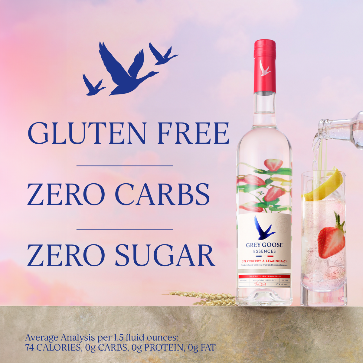 slide 4 of 8, Grey Goose Essences Strawberry & Lemongrass Vodka 750 ml, 750 ml