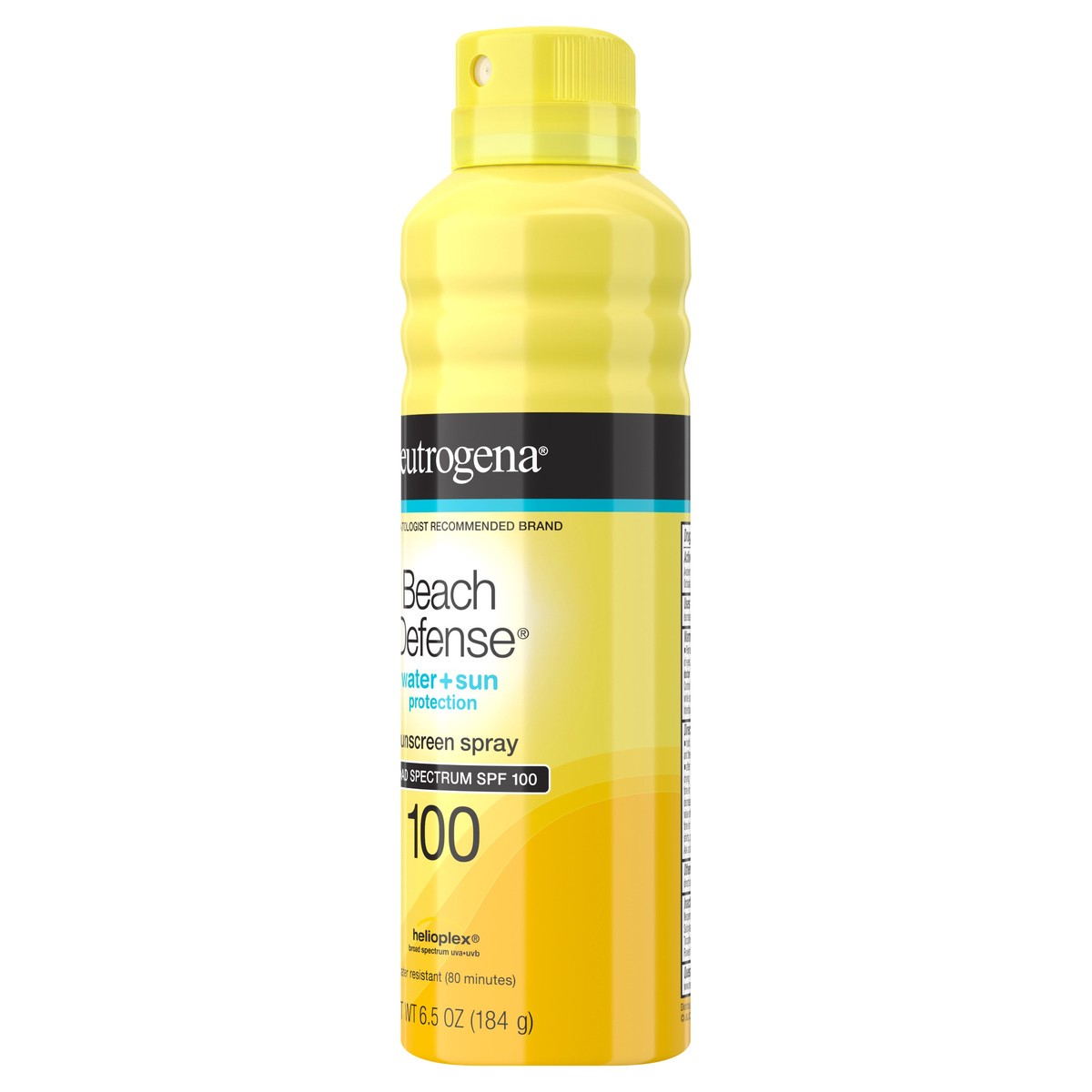 slide 2 of 7, Neutrogena Beach Defense Spray Sunscreen with Broad Spectrum UVA/UVB SPF 100, Fast Absorbing Sunscreen Spray, Water-Resistant and Oil-Free Sun Protection, SPF 100, 6.5 oz, 6.5 oz